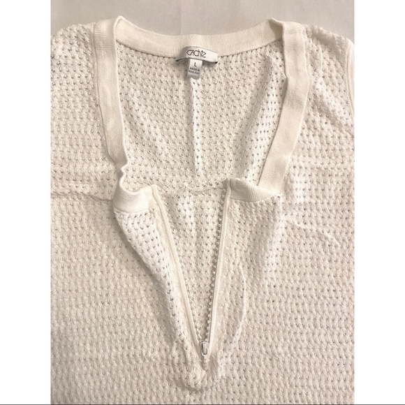 Cache White Mesh Sleeveless Top with Rhinestone Zipper - size L - Picture 5 of 5